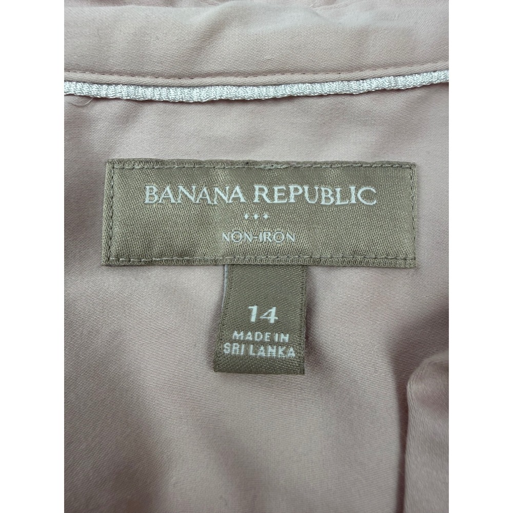 Banana Republic Womens 14 Non-Iron Short Sleeve Button Down Shirt Light Pink - Picture 3 of 9